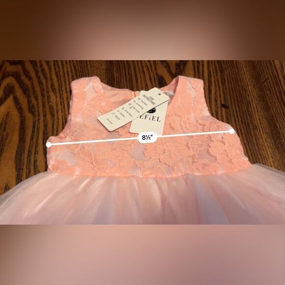 Iefiel 3 month 65 infant tulle lace layered dress pink bow NWT christening - Picture 11 of 11